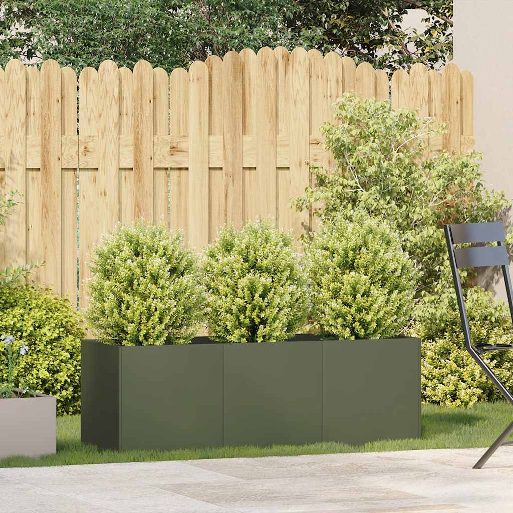 Vidaxx jardinière 120x40x40 cm acier laminé à froid vert olive