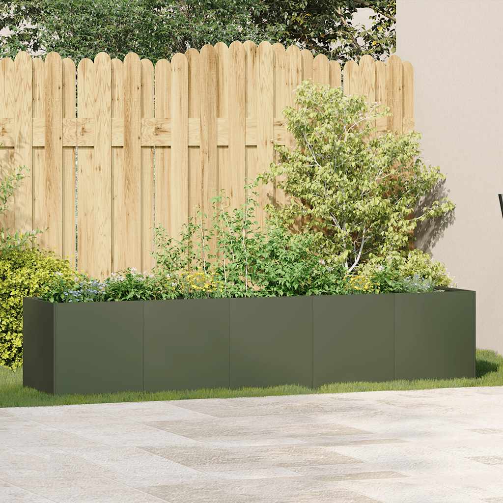 Vidaxx jardinière 200x40x40 cm acier laminé à froid vert olive