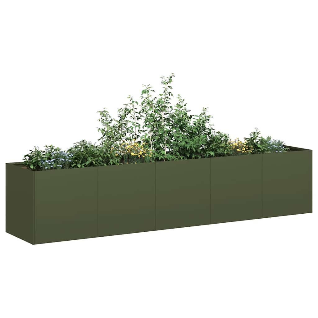 Vidaxx jardinière 200x40x40 cm acier laminé à froid vert olive