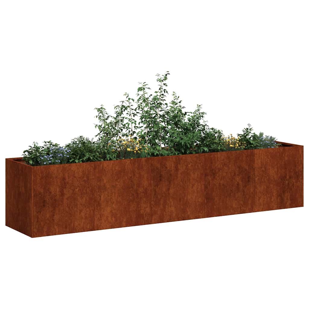 Vidaxx jardinière rouillé 200x40x40 cm acier résistant aux intempéries