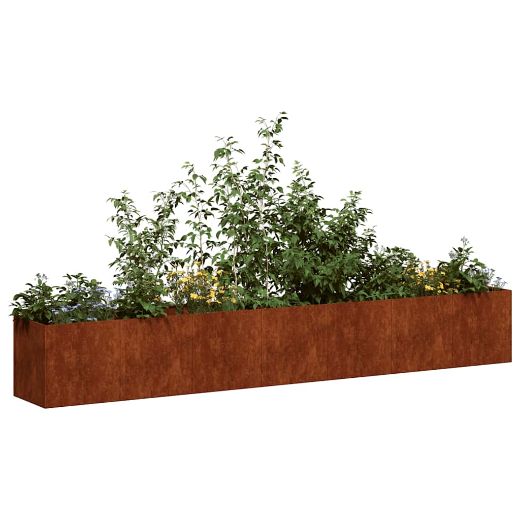 Vidaxx jardinière rouillé 280x40x40 cm acier résistant aux intempéries