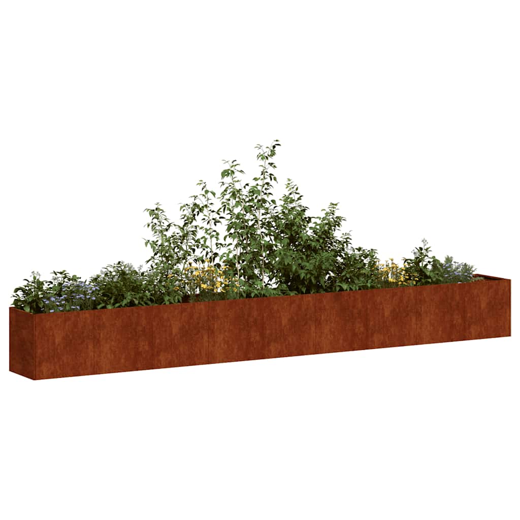 Vidaxx jardinière rouillé 360x40x40 cm acier résistant aux intempéries