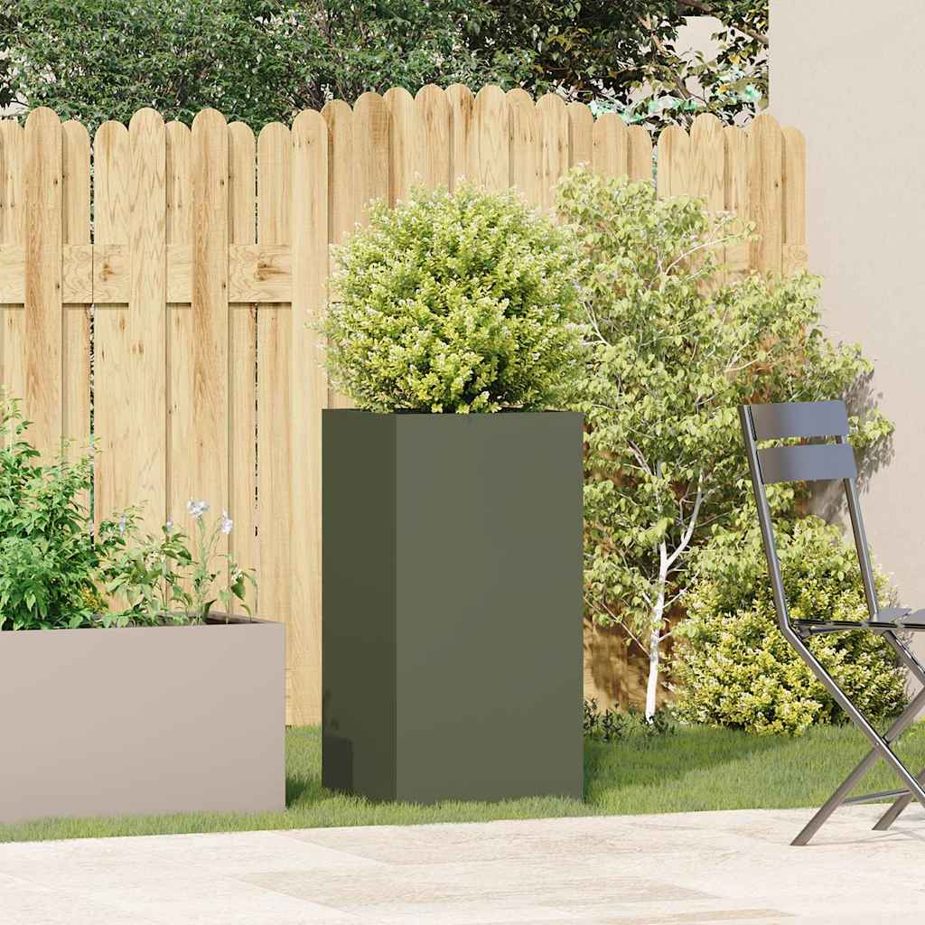 Vidaxx jardinière 40x40x80 cm acier laminé à froid vert olive