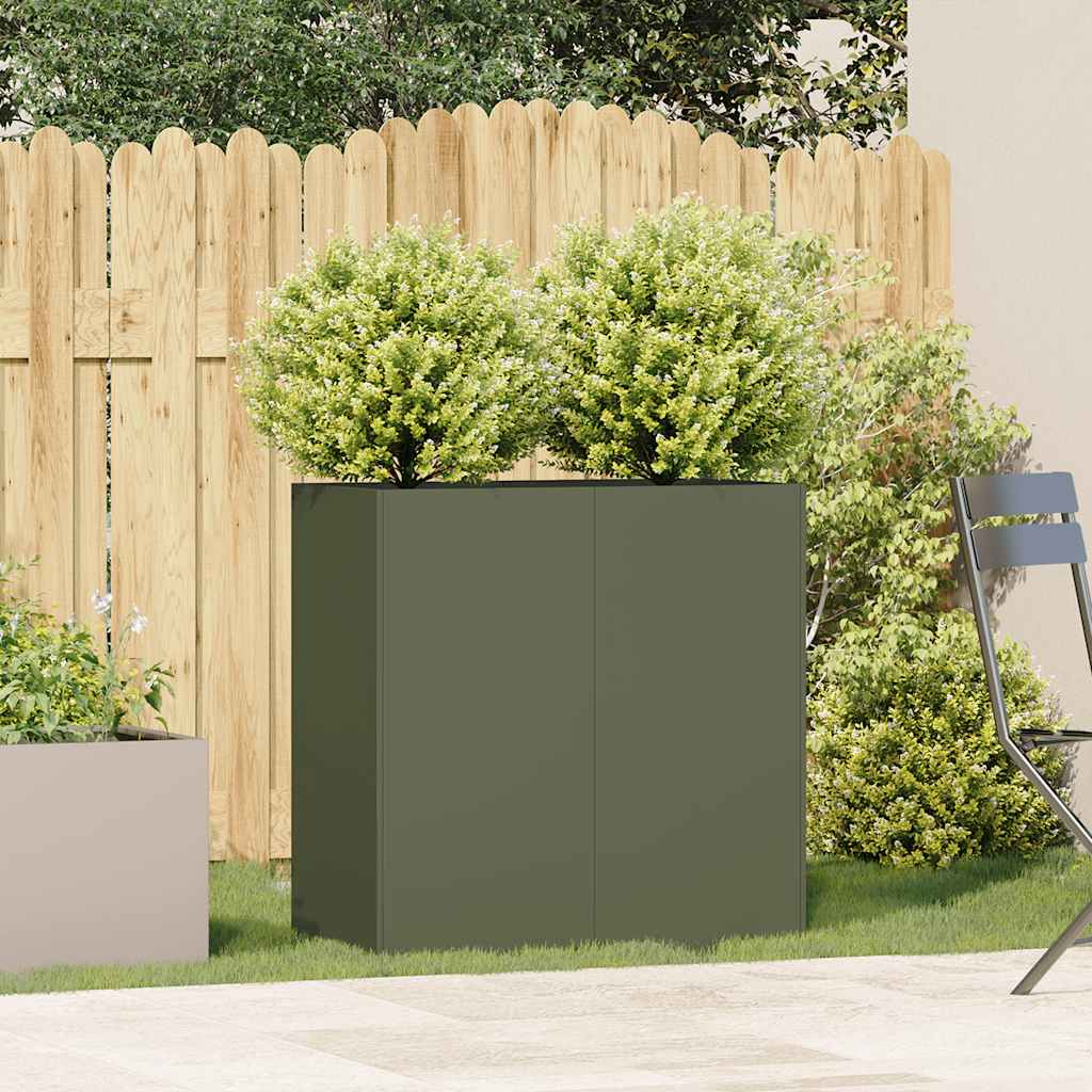 Vidaxx jardinière 40x40x80 cm acier laminé à froid vert olive