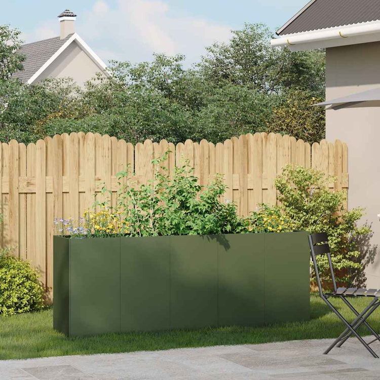 Vidaxx jardinière 200x40x80 cm acier laminé à froid vert olive