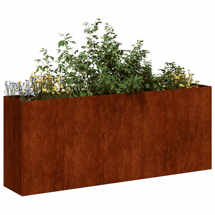 Vidaxx jardinière rouillé 200x40x80 cm acier résistant aux intempéries