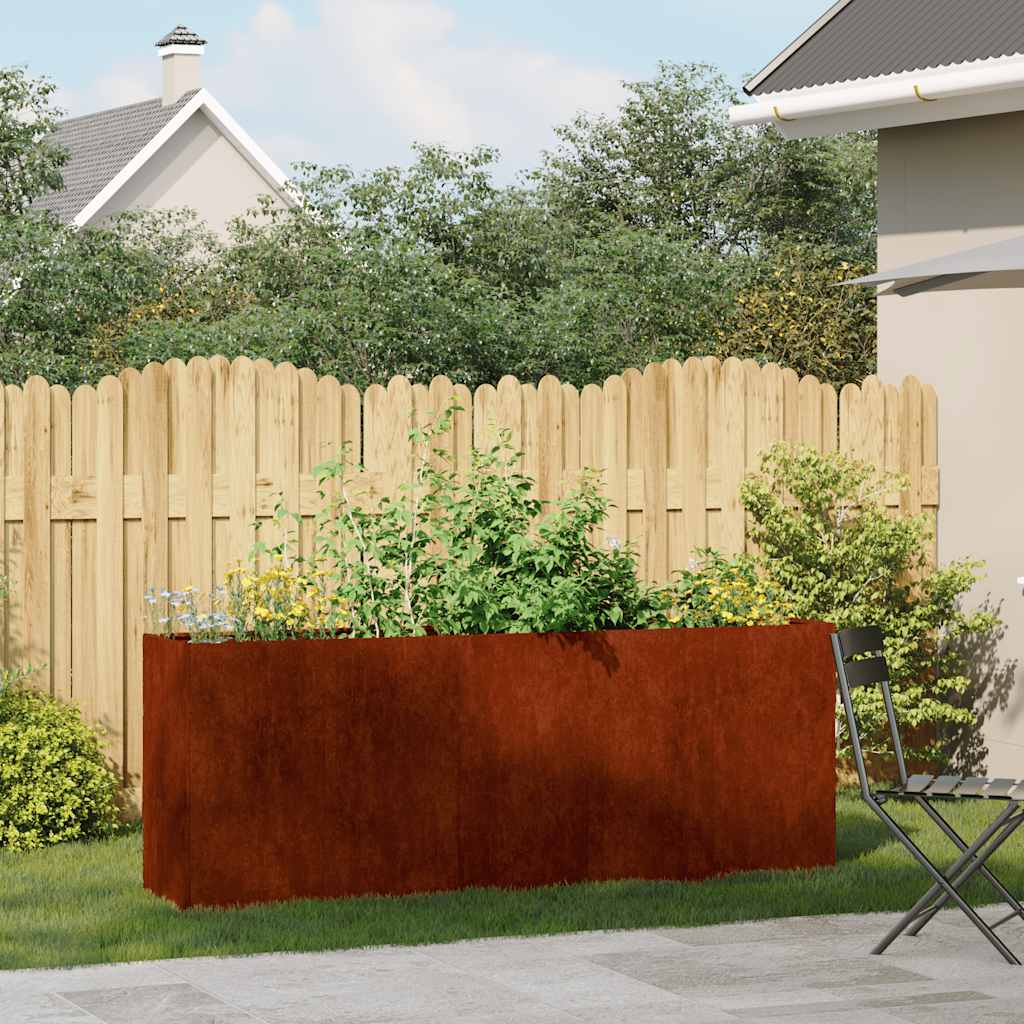 Vidaxx jardinière rouillé 200x40x80 cm acier résistant aux intempéries