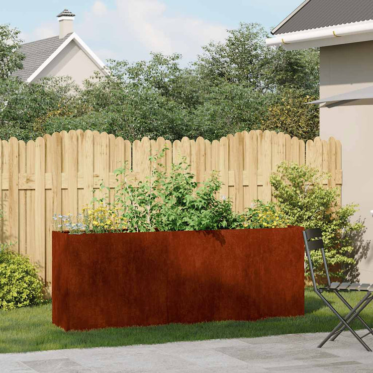 Vidaxx jardinière rouillé 200x40x80 cm acier résistant aux intempéries