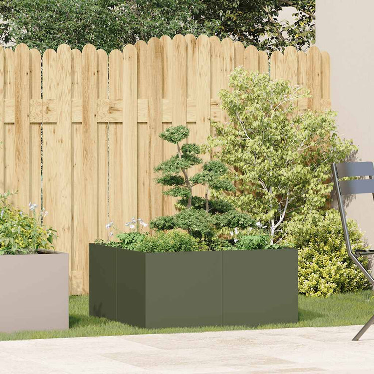 Vidaxx jardinière 80x80x40 cm acier laminé à froid vert olive
