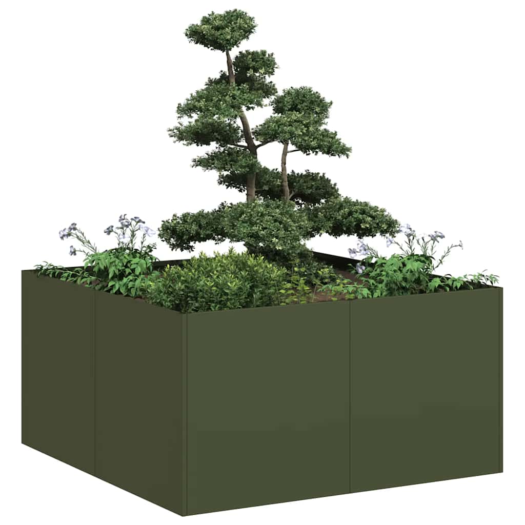 Vidaxx jardinière 80x80x40 cm acier laminé à froid vert olive