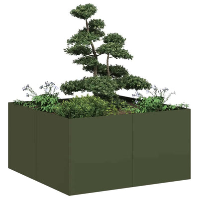 Vidaxx jardinière 80x80x40 cm acier laminé à froid vert olive