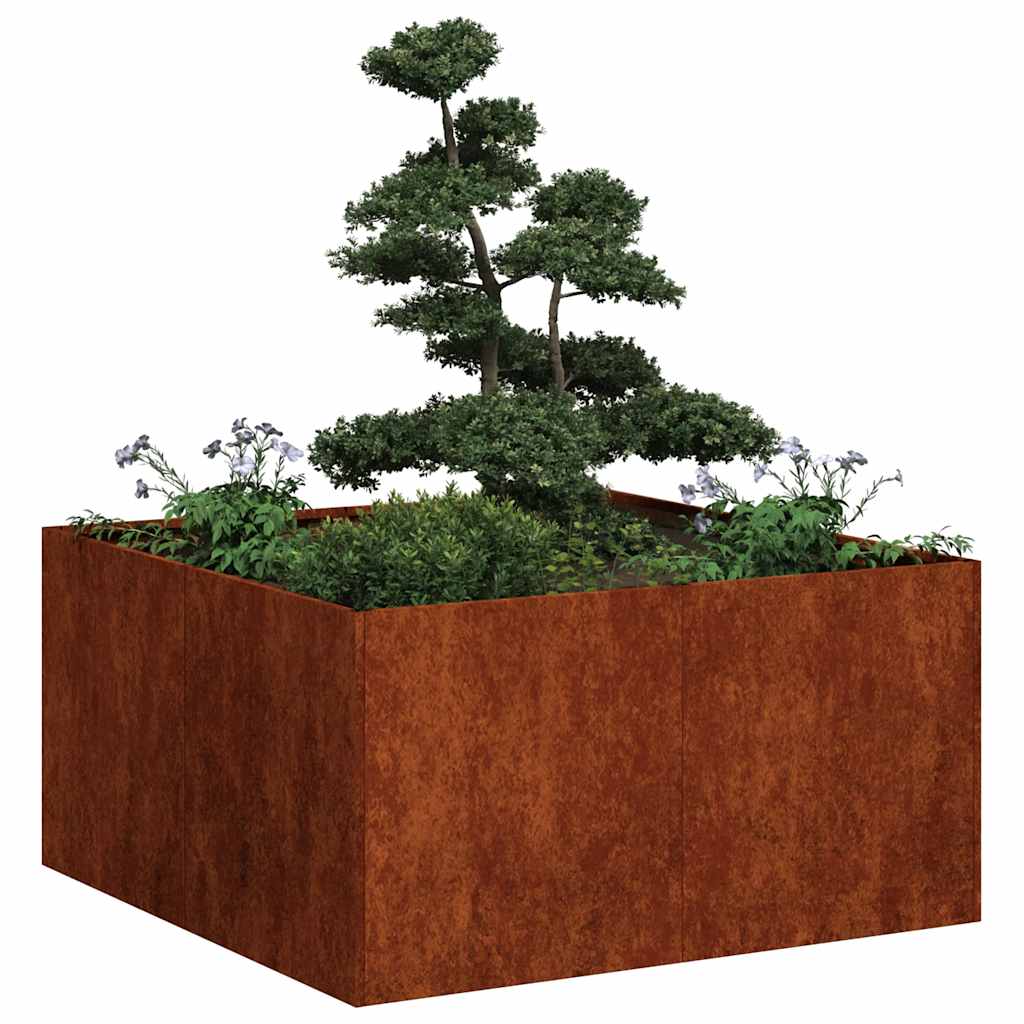 Vidaxx jardinière rouillé 80x80x40 cm acier résistant aux intempéries
