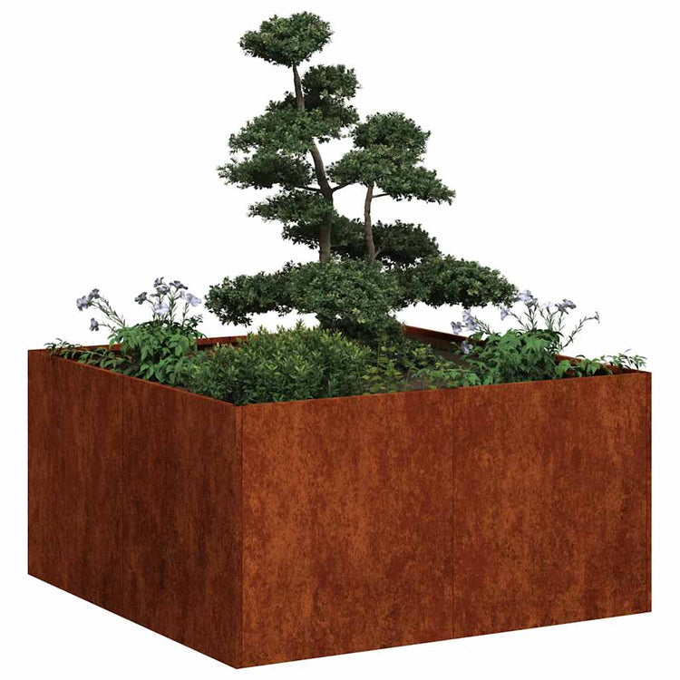 Vidaxx jardinière rouillé 80x80x40 cm acier résistant aux intempéries