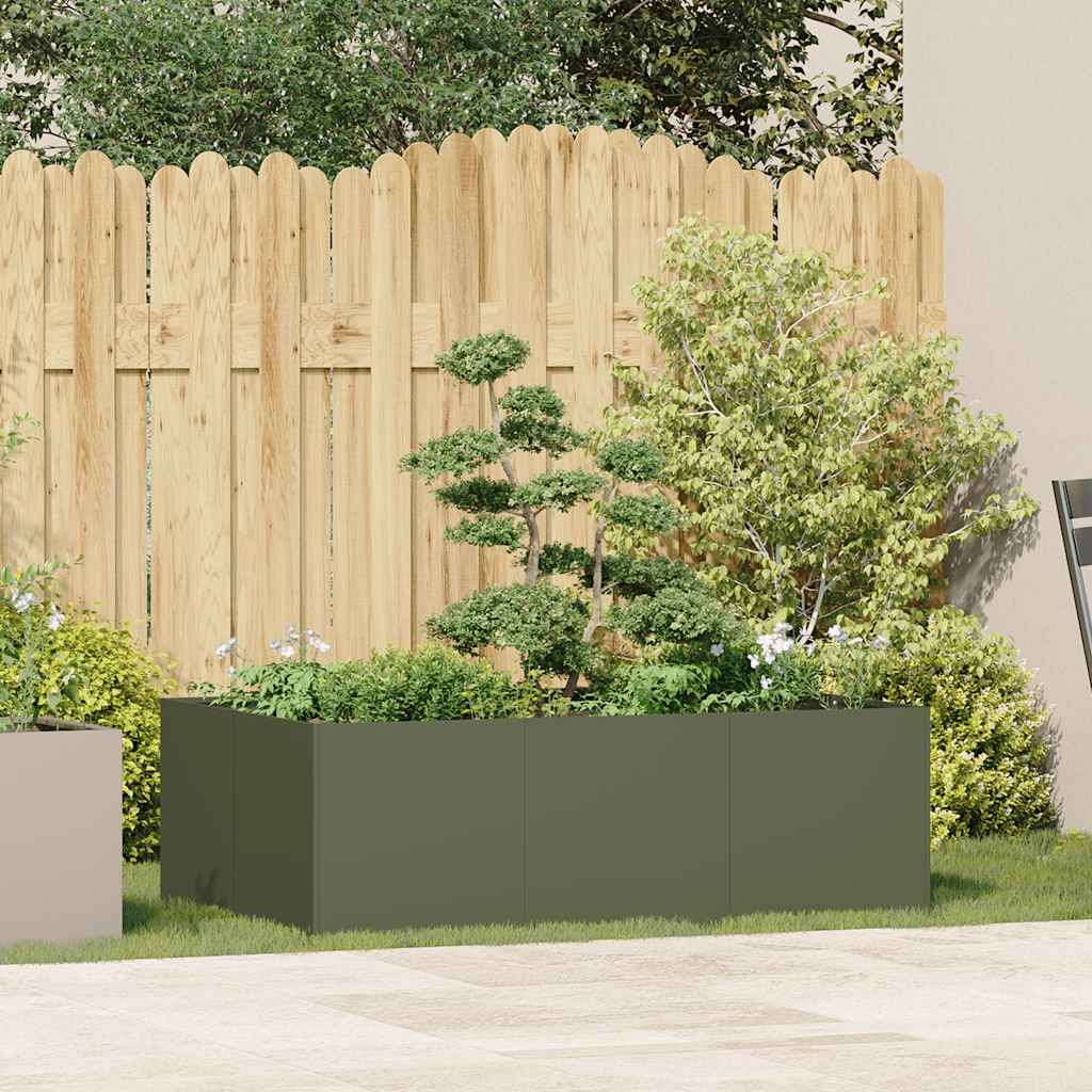 Vidaxx jardinière 120x80x40 cm acier vert olive