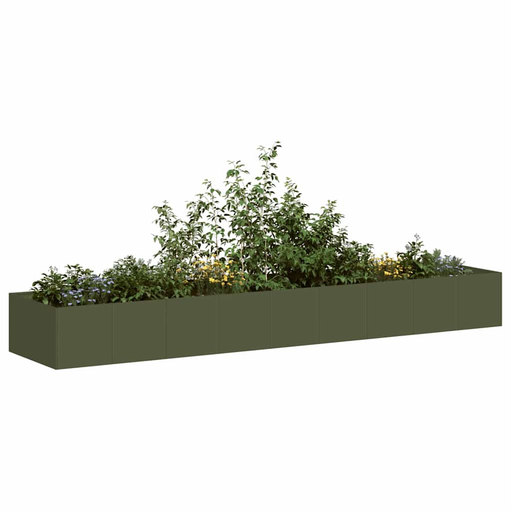 Vidaxx jardinière 360x80x40 cm acier vert olive