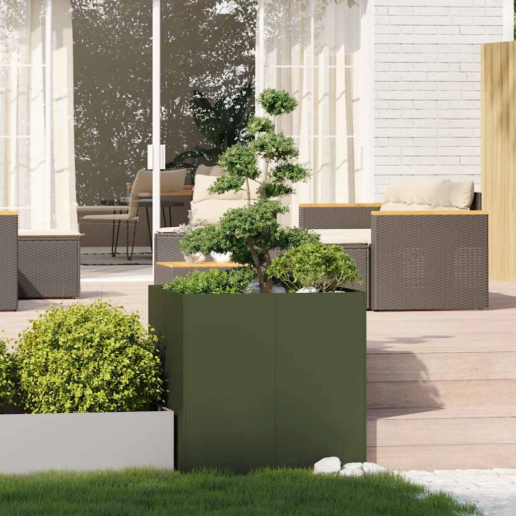 Vidaxx jardinière 80x80x80 cm acier vert olive