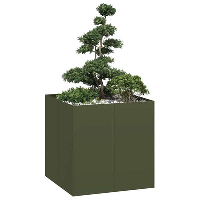 Vidaxx jardinière 80x80x80 cm acier vert olive