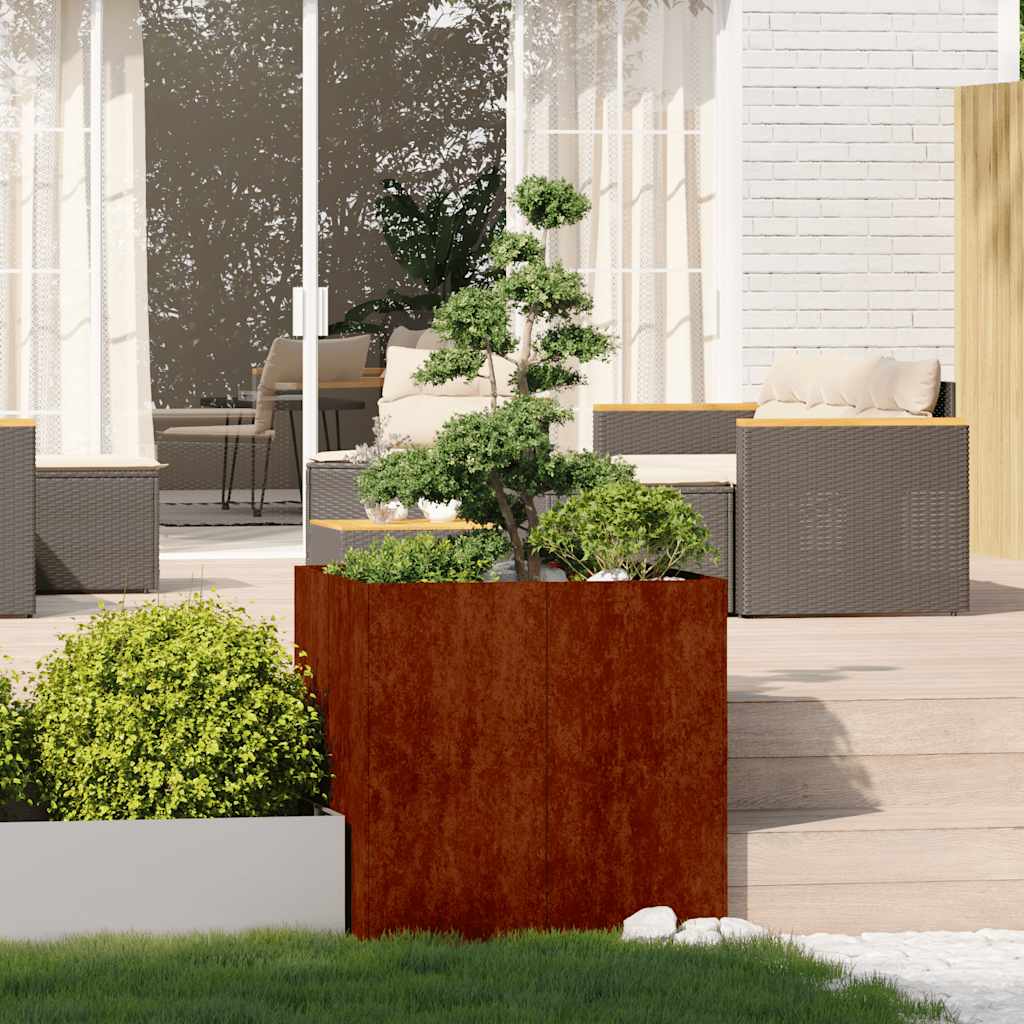 Vidaxx jardinière rouillé 80x80x80 cm acier résistant aux intempéries