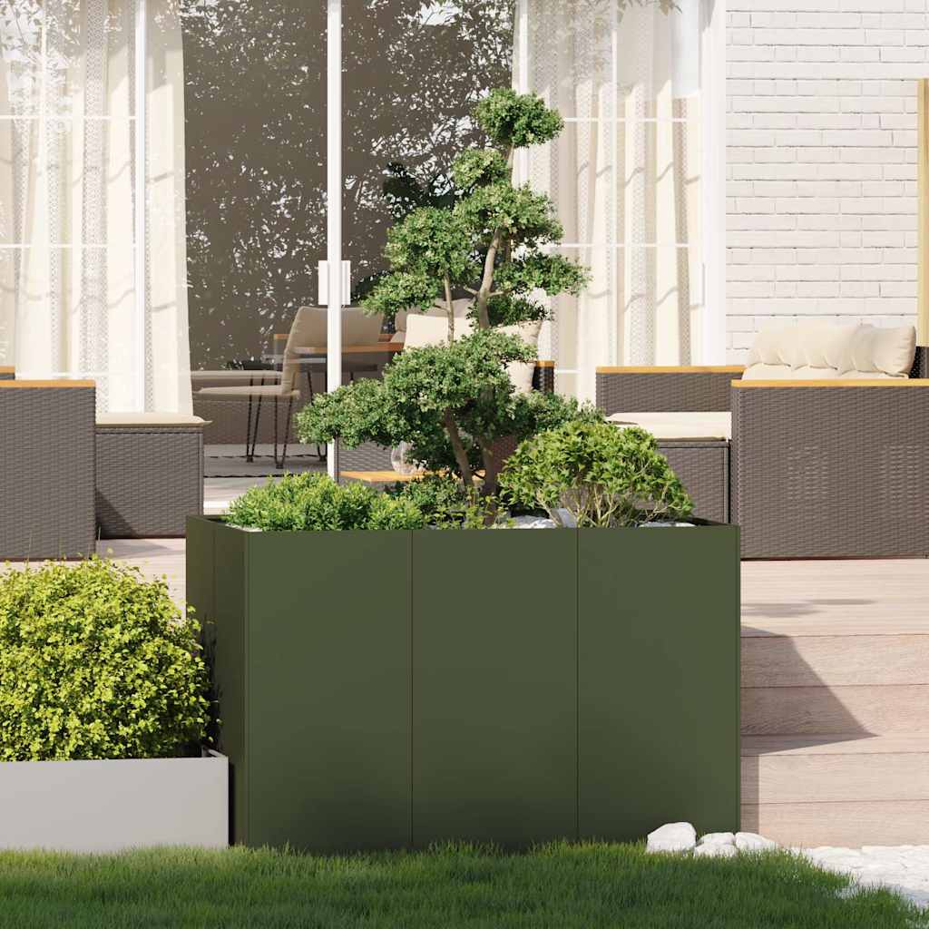 Vidaxx jardinière 120x80x80 cm acier vert olive