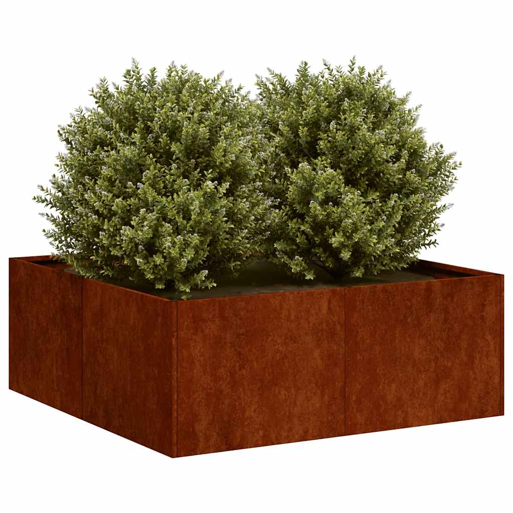 Vidaxx jardinière rouillé 80x80x30 cm acier résistant aux intempéries