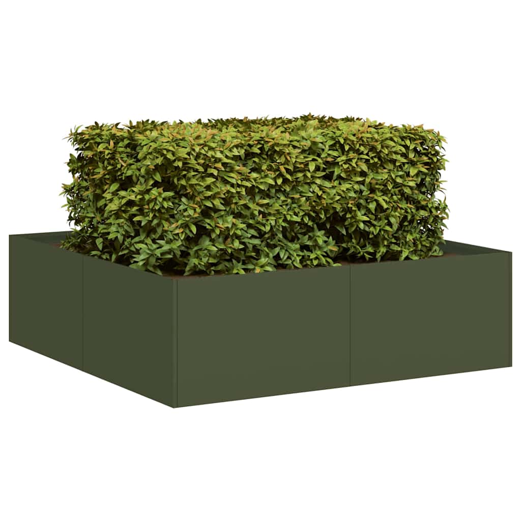 Vidaxx jardinière 100x100x30 cm acier vert olive