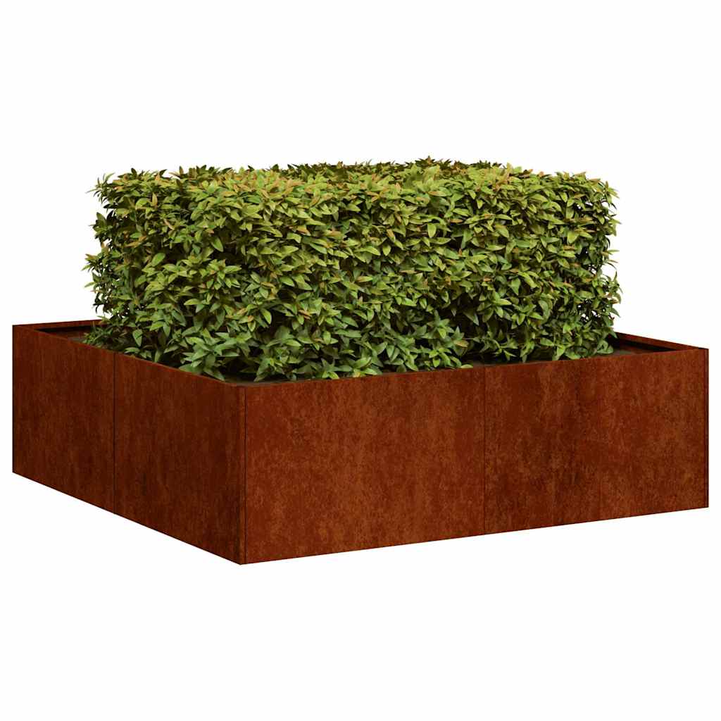 Vidaxx jardinière rouillé 100x100x30 cm acier résistant aux intempéries