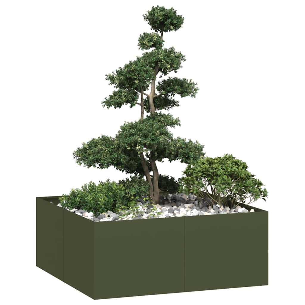 Vidaxx jardinière 100x100x40 cm acier vert olive