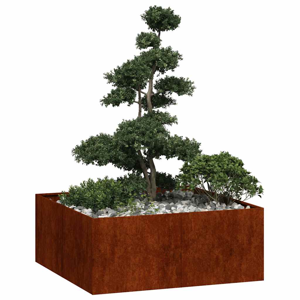 Vidaxx jardinière rouillé 100x100x40 cm acier résistant aux intempéries