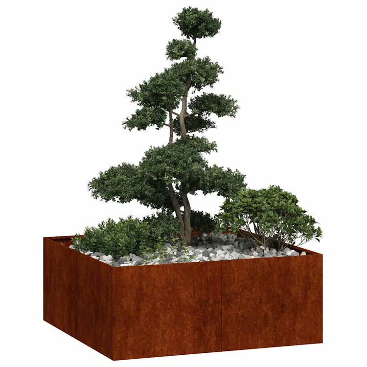 Vidaxx jardinière rouillé 100x100x40 cm acier résistant aux intempéries