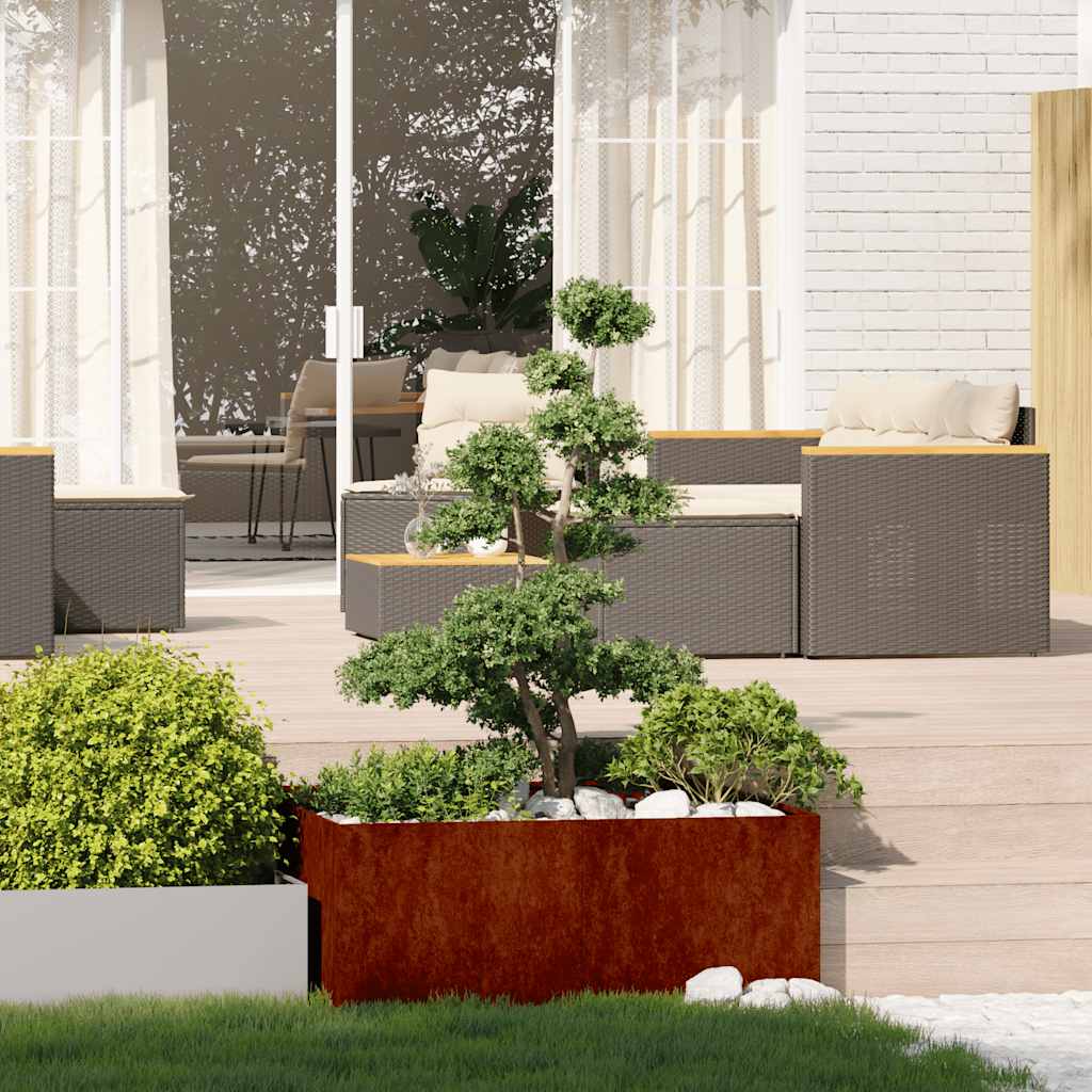 Vidaxx jardinière rouillé 100x100x40 cm acier résistant aux intempéries