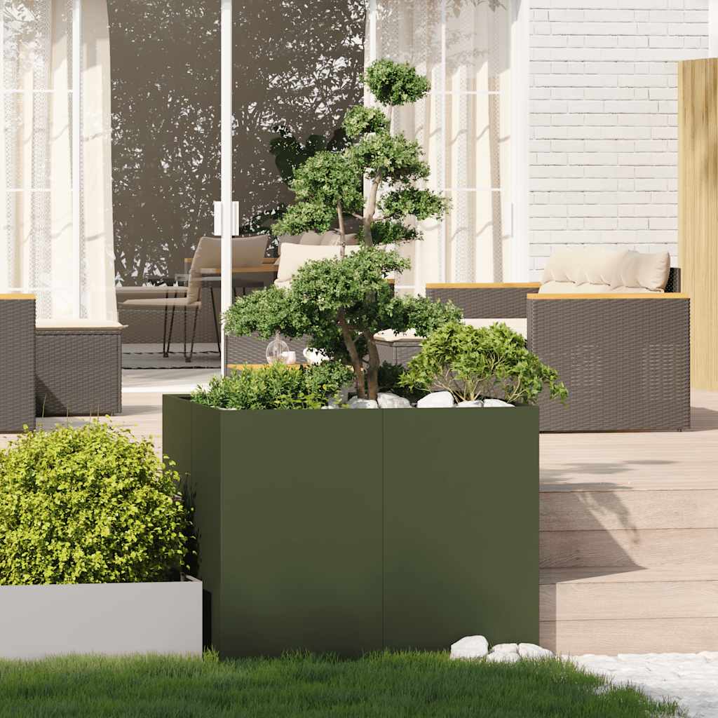 Vidaxx jardinière 100x100x80 cm acier vert olive