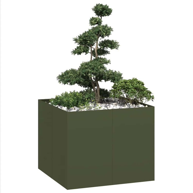 Vidaxx jardinière 100x100x80 cm acier vert olive