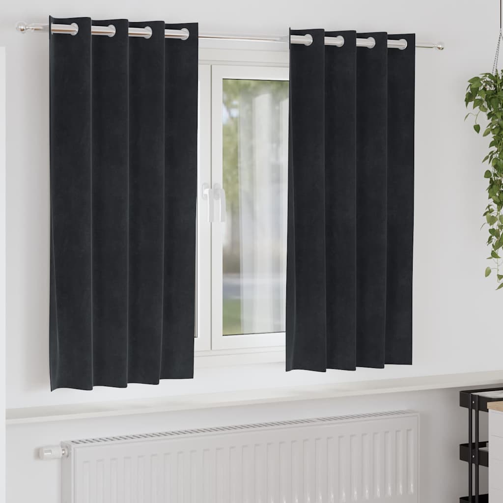 Vidaxl rideaux occultants 2 pcs noir 140 x 175 cm velours