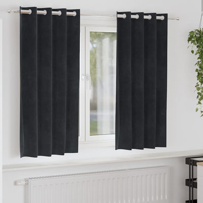 Vidaxl rideaux occultants 2 pcs noir 140 x 175 cm velours