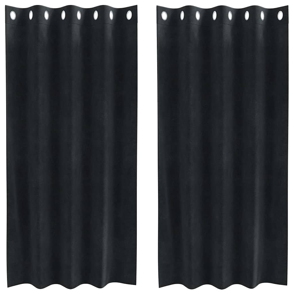 Vidaxl rideaux occultants 2 pcs noir 140 x 175 cm velours