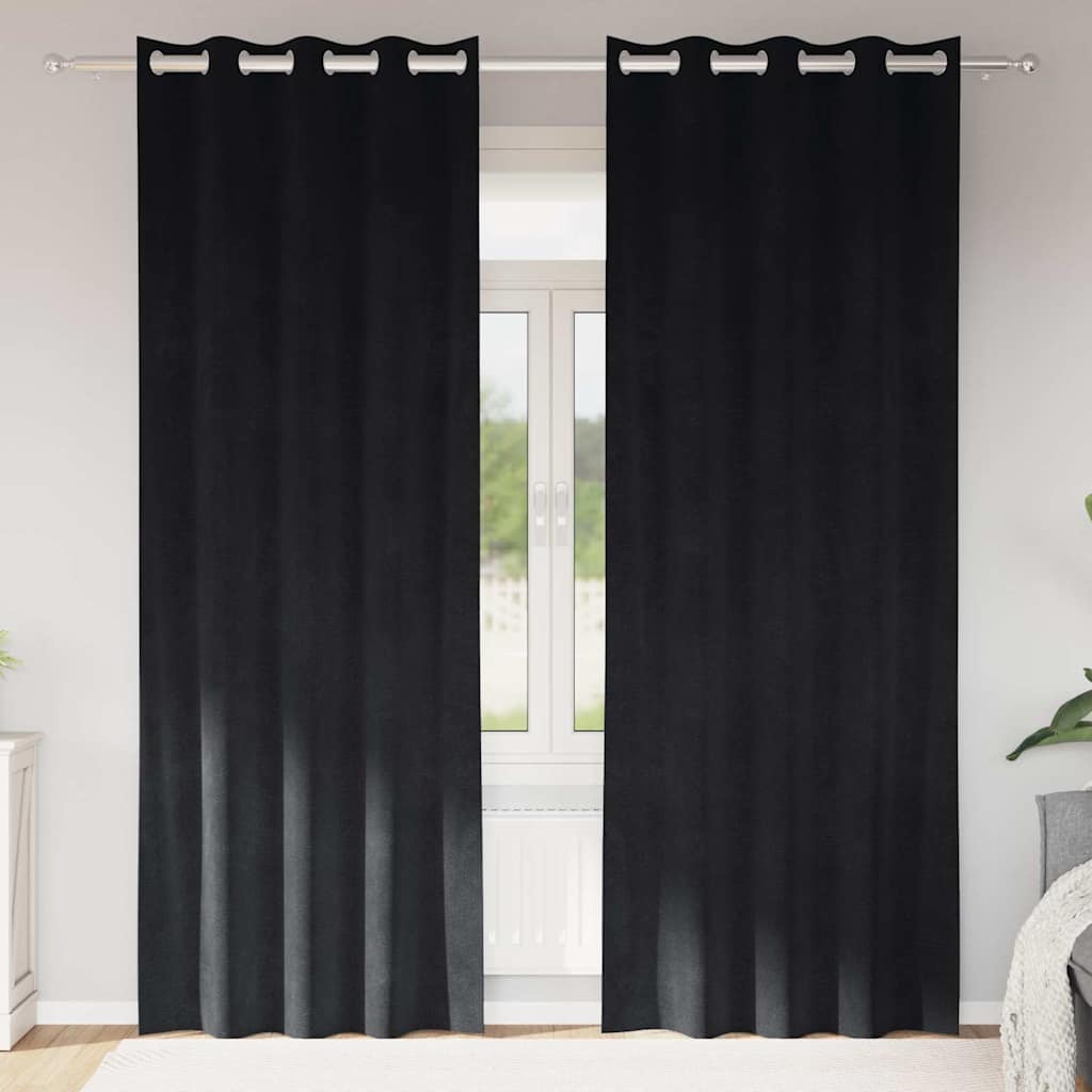 Vidaxl rideaux occultants 2 pcs noir 140 x 245 cm velours
