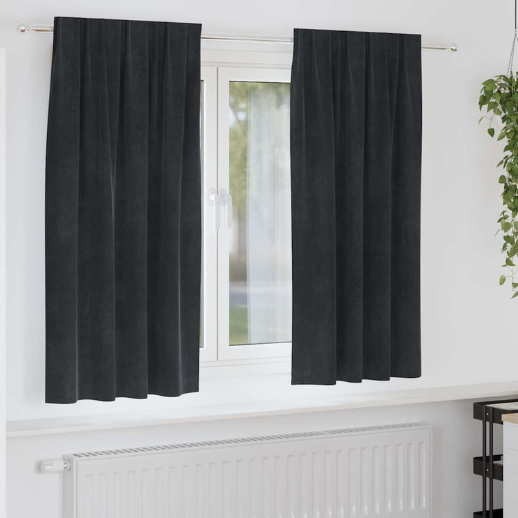 Vidaxl rideaux occultants 2 pcs noir 140 x 175 cm velours