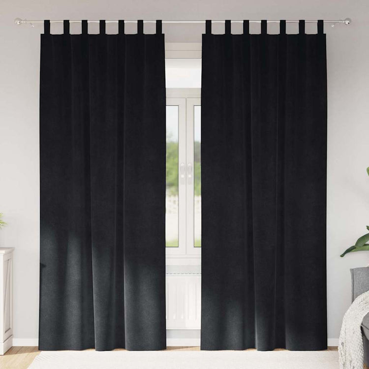Vidaxl rideaux occultants 2 pcs noir 140 x 245 cm velours
