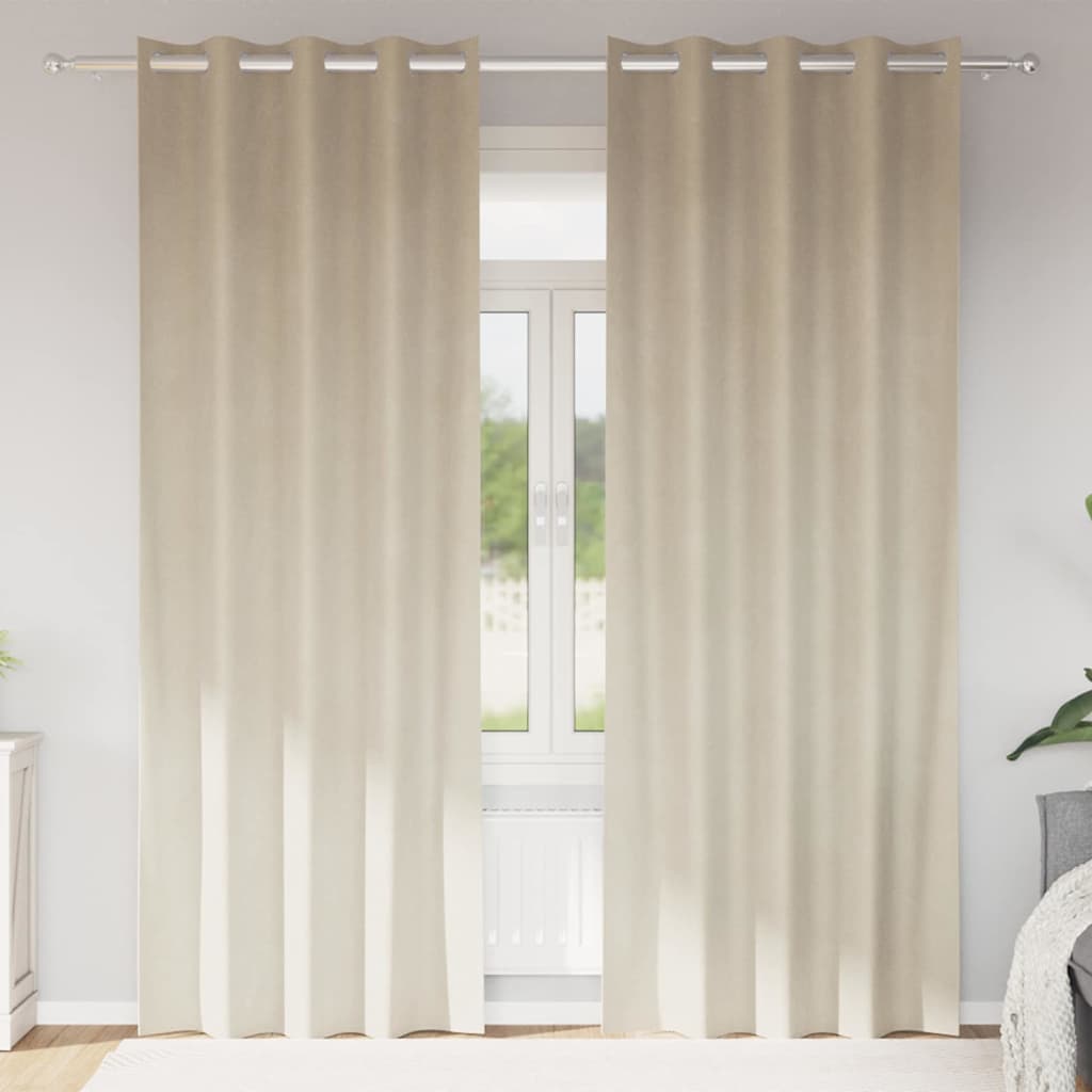 Vidaxl rideaux occultants 2 pcs crème 140 x 260 cm velours