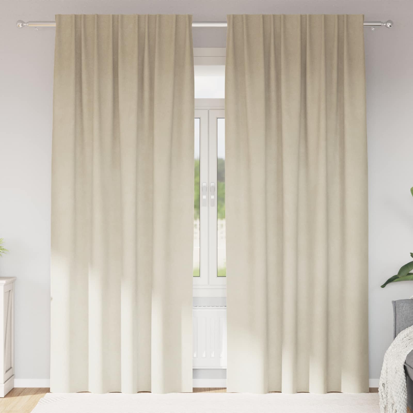 Vidaxl rideaux occultants 2 pcs crème 140 x 260 cm velours