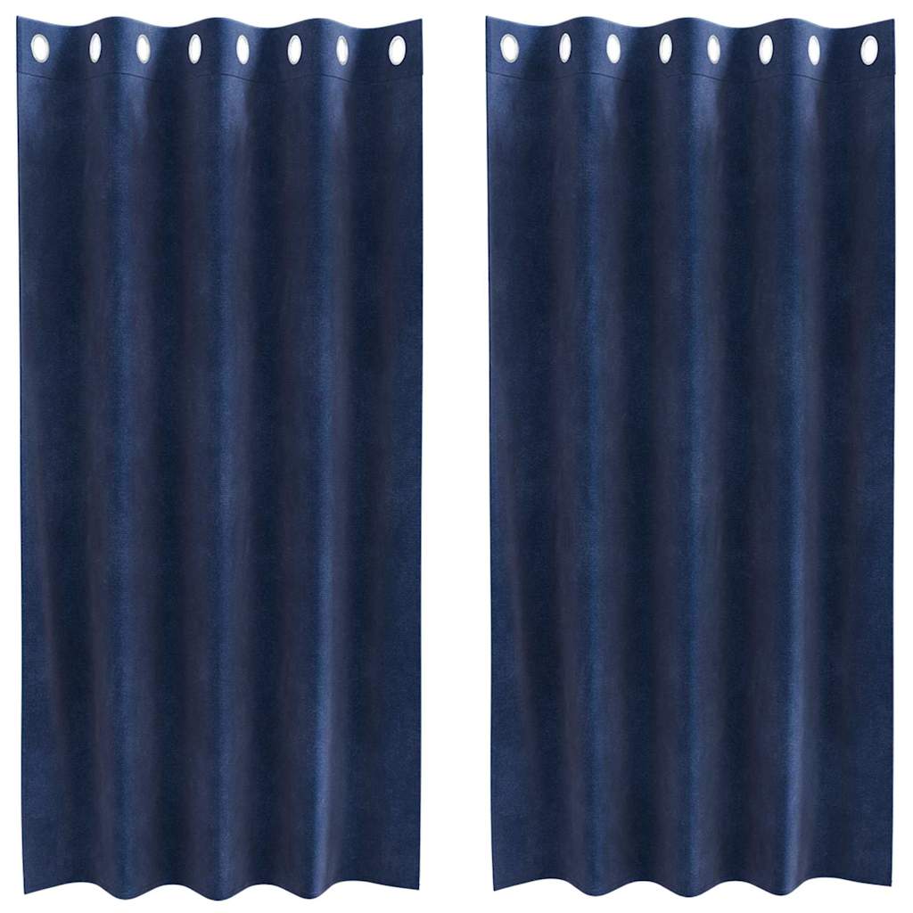Vidaxl rideaux occultants 2 pcs bleu foncé 140 x 175 cm velours