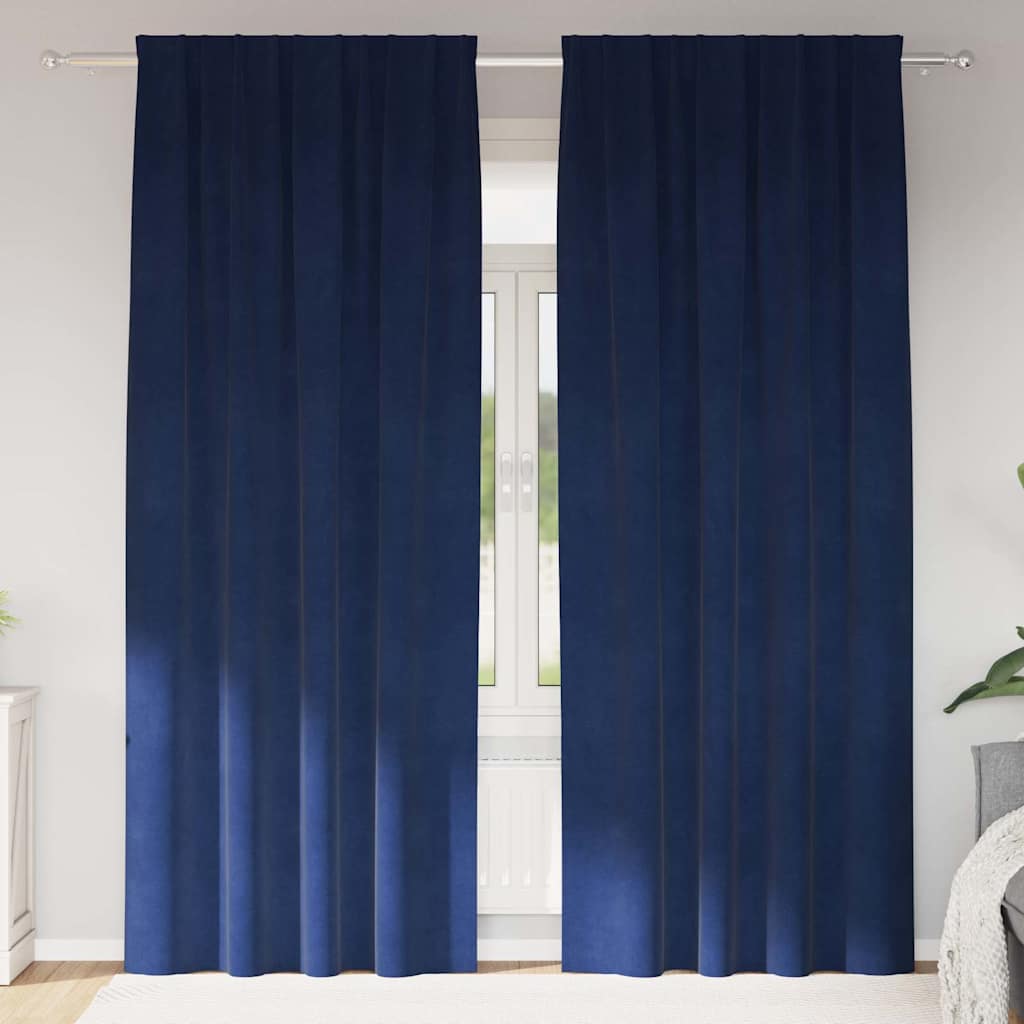 Vidaxl rideaux occultants 2 pcs bleu foncé 140 x 245 cm velours