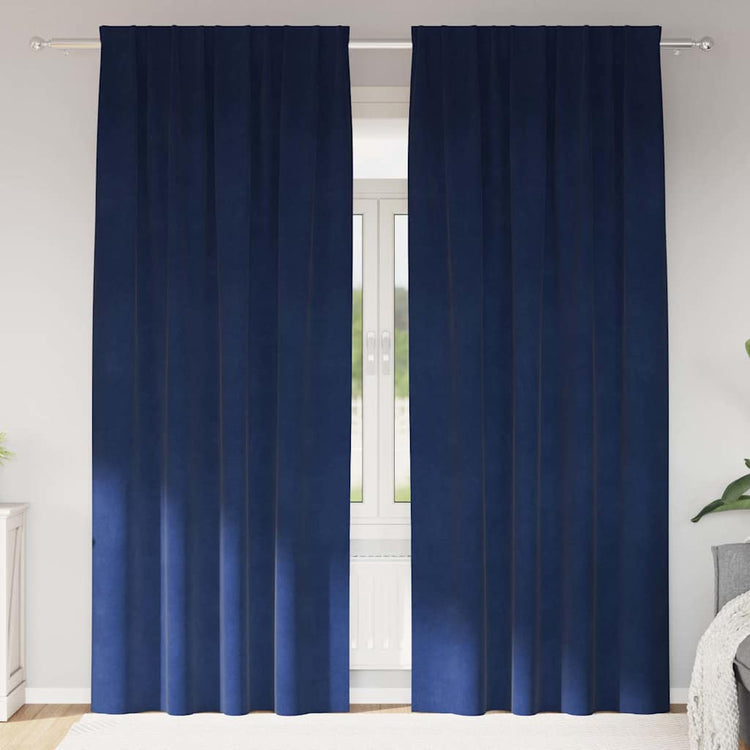Vidaxl rideaux occultants 2 pcs bleu foncé 140 x 245 cm velours