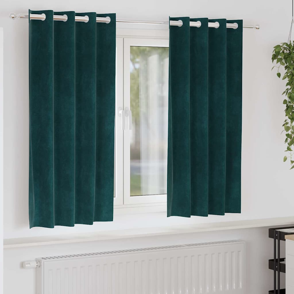 Vidaxx rideaux occultants 2 pcs vert foncé 140 x 175 cm velours