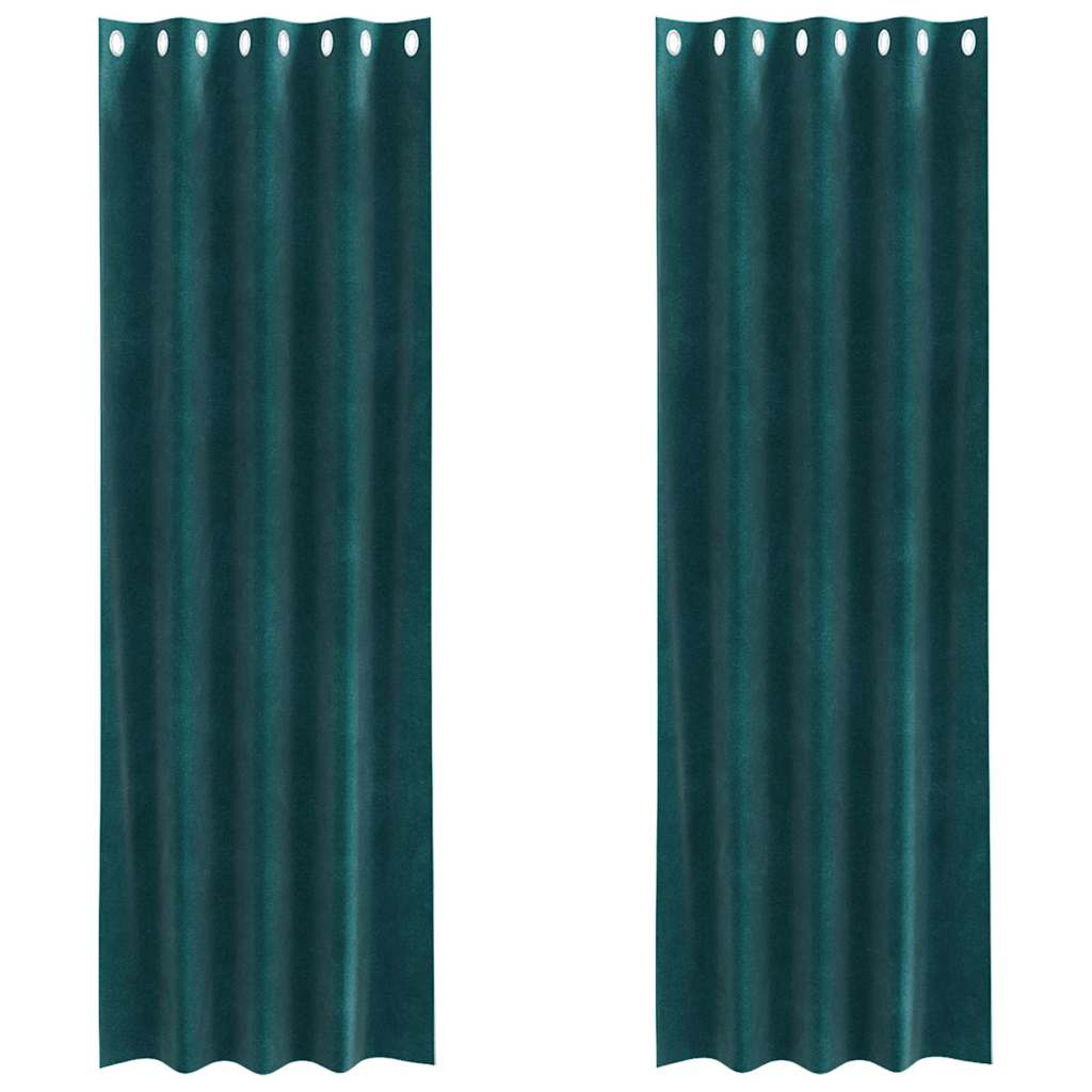 Vidaxx rideaux occultants 2 pcs vert foncé 140 x 225 cm velours