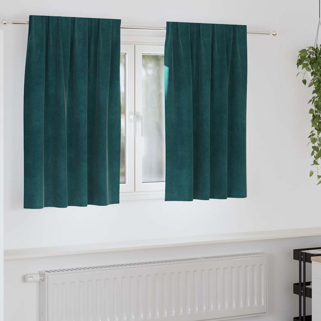 Vidaxl rideaux occultants 2 pcs vert foncé 140 x 140 cm velours