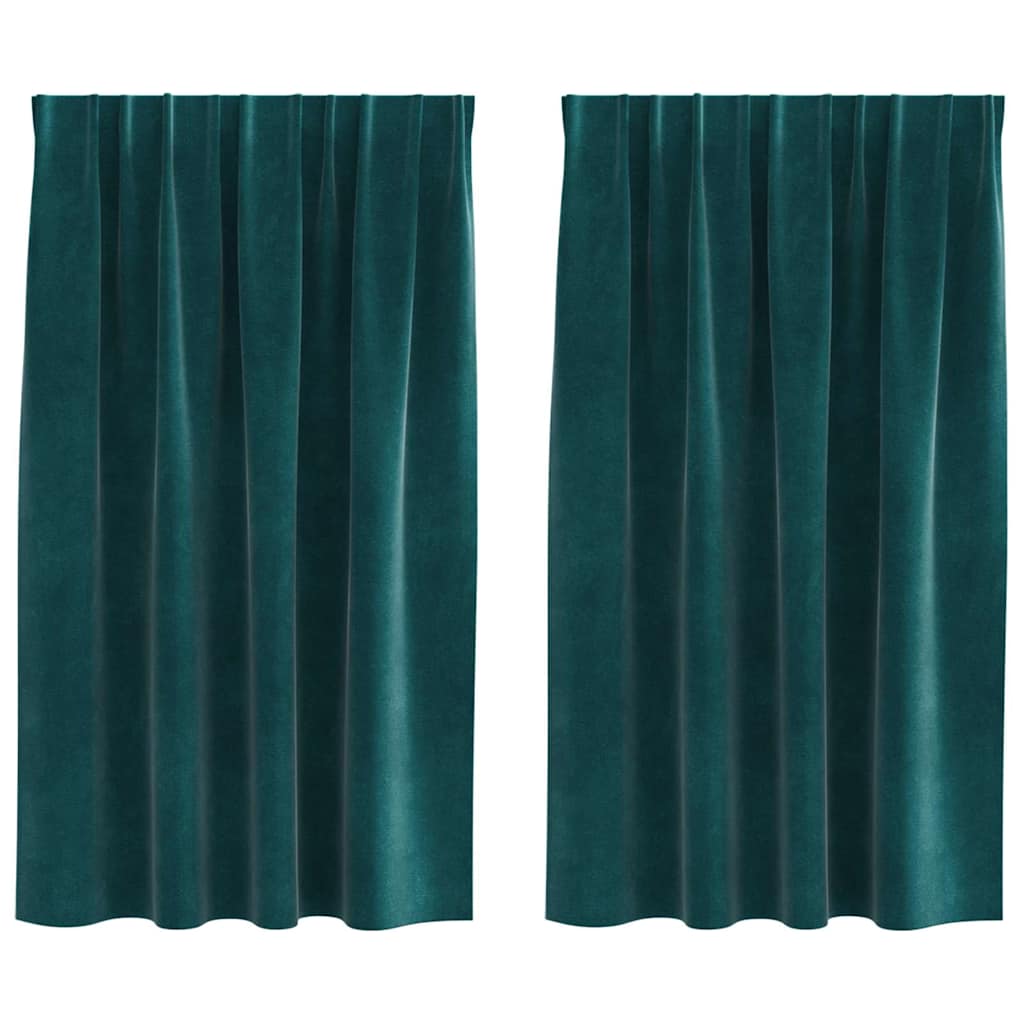 Vidaxl rideaux occultants 2 pcs vert foncé 140 x 140 cm velours