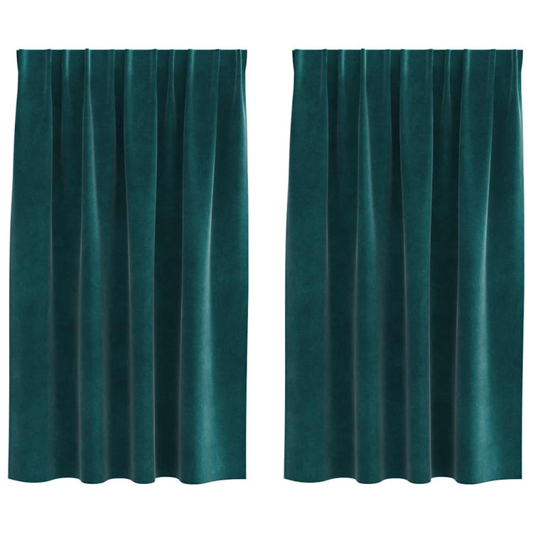 Vidaxl rideaux occultants 2 pcs vert foncé 140 x 140 cm velours