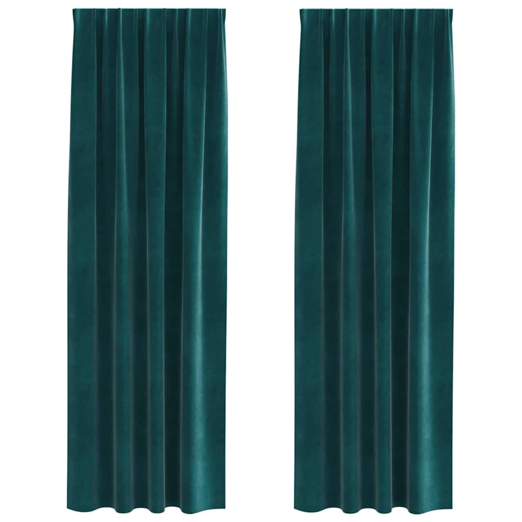 Vidaxx rideaux occultants 2 pcs vert foncé 140 x 225 cm velours