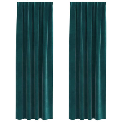 Vidaxx rideaux occultants 2 pcs vert foncé 140 x 225 cm velours